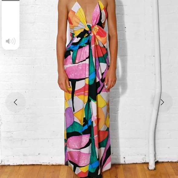 NWT Mara Hoffman Lolita Tie Front Printed Maxi Dress Small - Picture 1 of 6